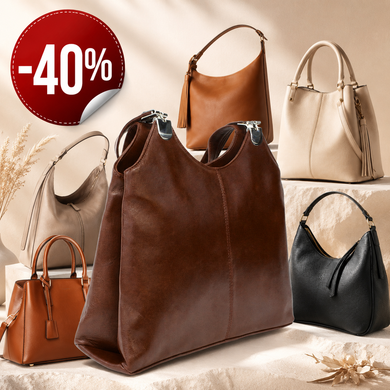 Kolekce dámských kožených kabelek se slevou 40 % na 2. kus